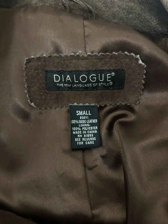 Dialogue Women's Dark Chocolate Brown Suede Leather Blazer - Picture 6 of 6